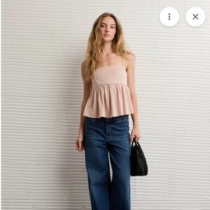 American Eagle velvet babydoll tank, pink